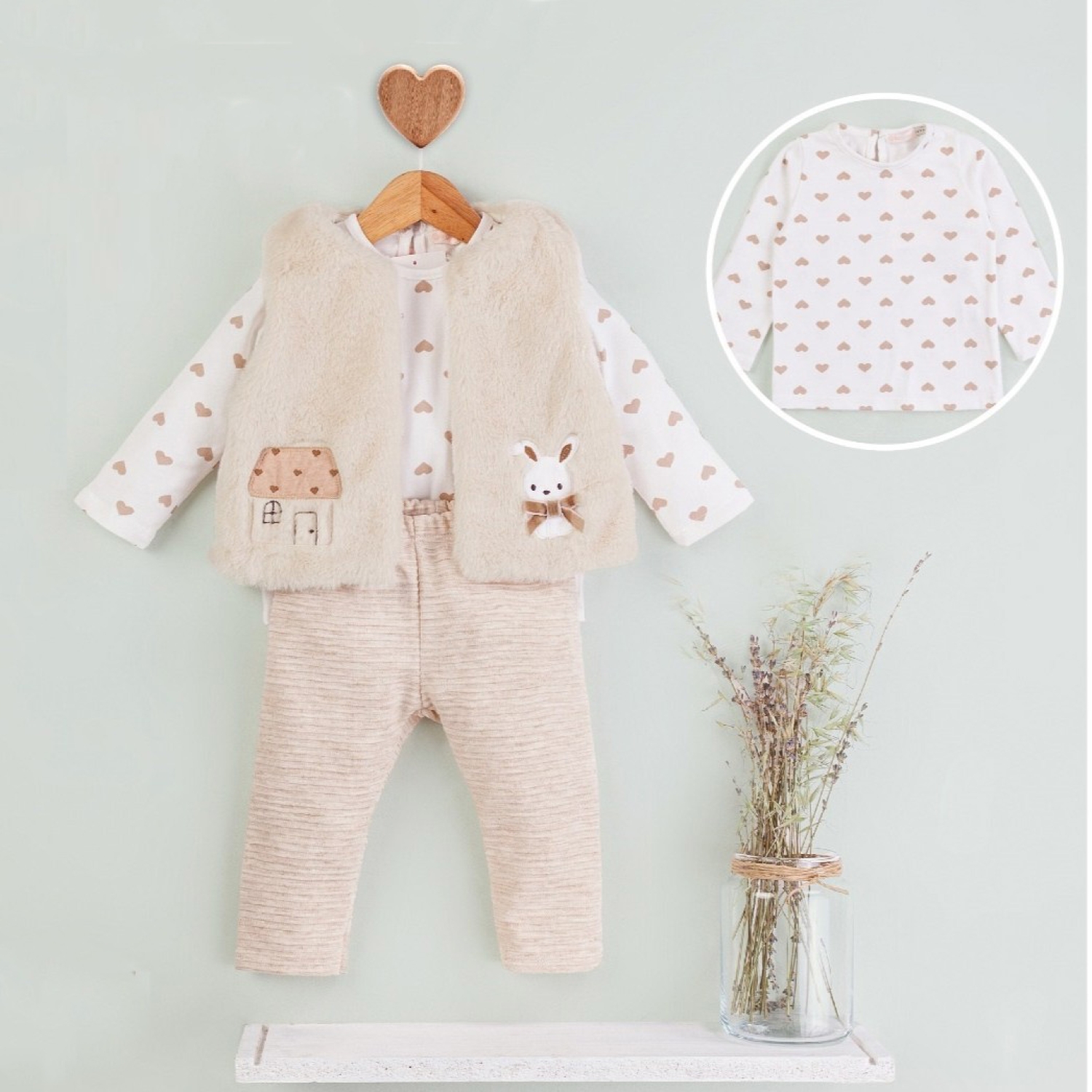 Baby Rose Tavşan Nakışlı Peluş Takım 6-18 Ay