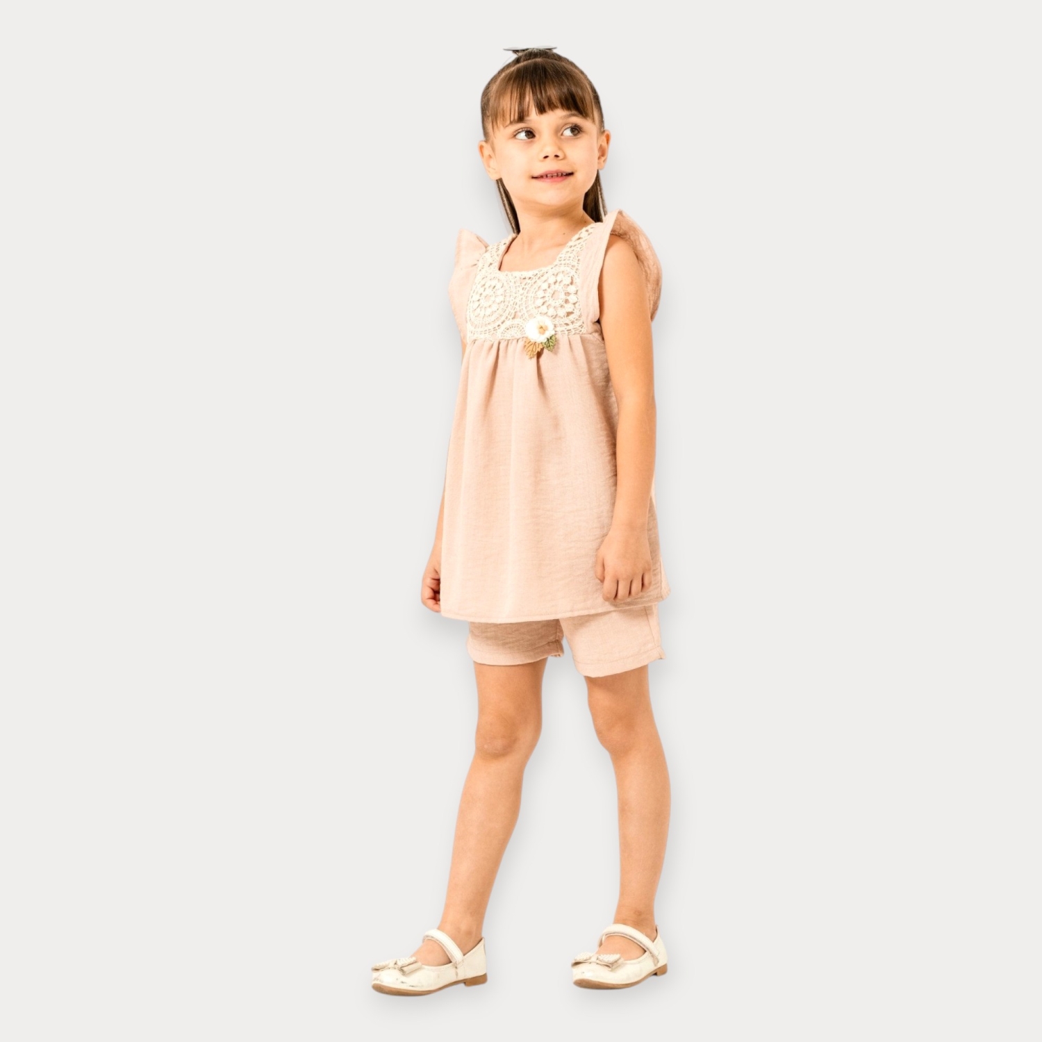 İstasyon Robası Dantelli Müslin Tunikli Kız Takım 2-5 Y.