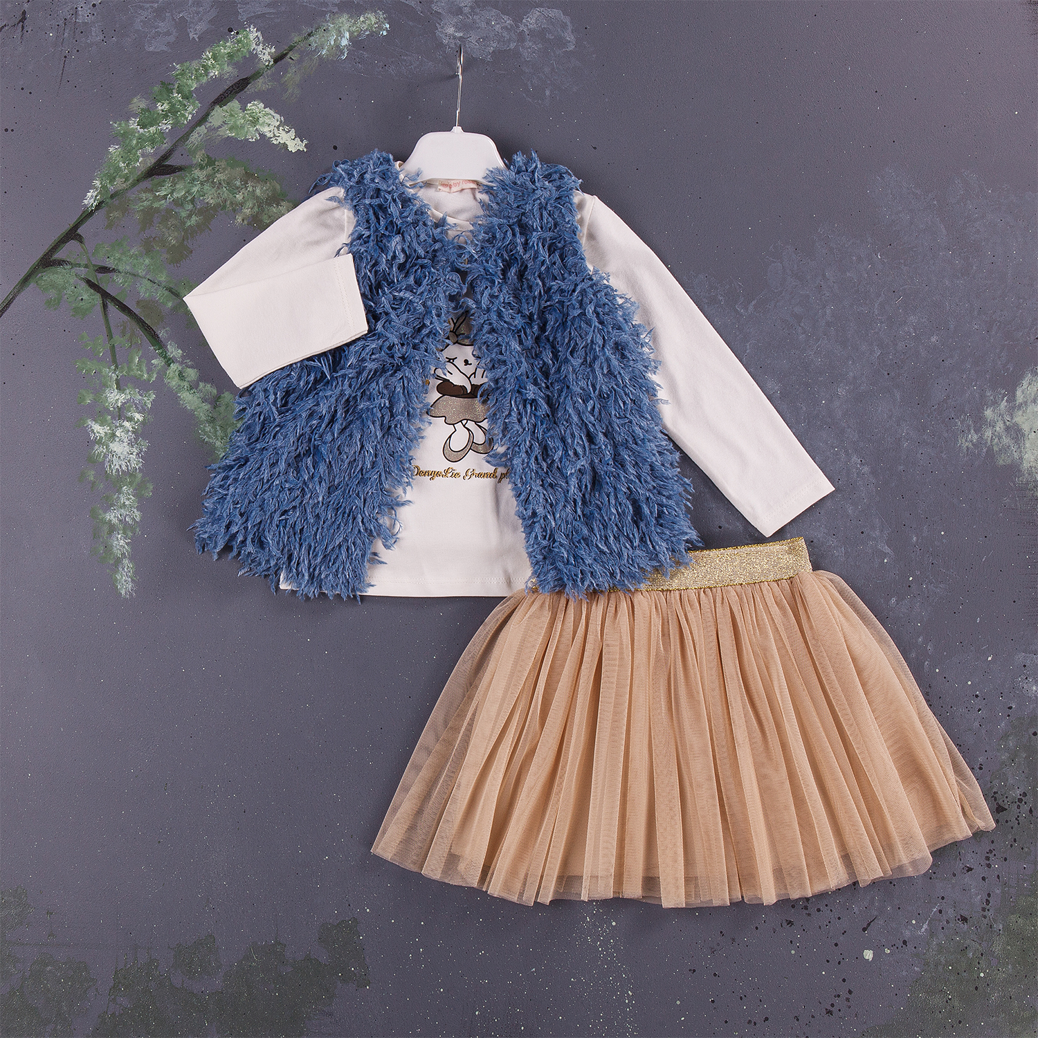 Baby Rose Pullu Yelekli Etekli Takım 1-4Y/Years