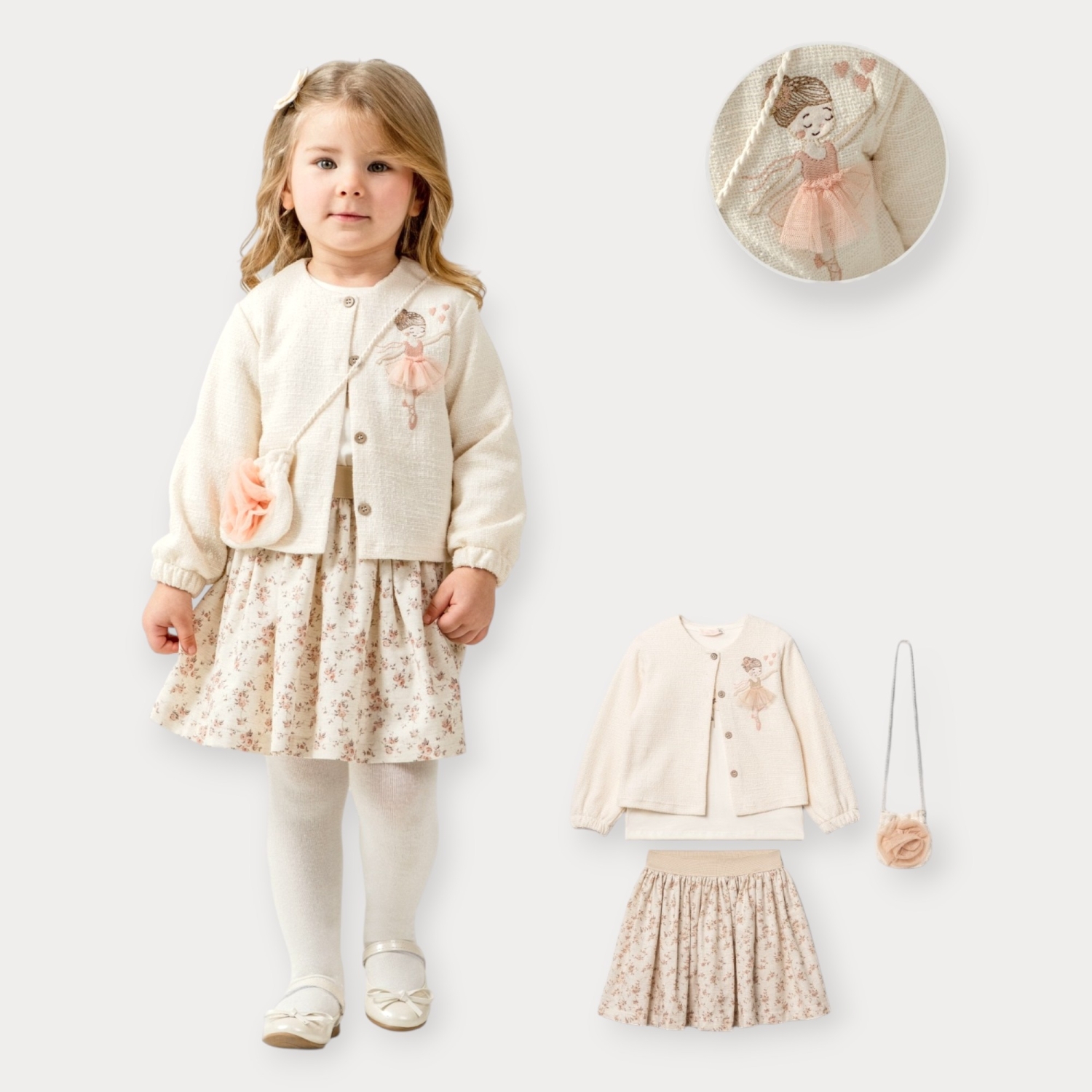 Baby Rose Balerin Nakışlı Hırka Etekli Takım 2-5 Y.