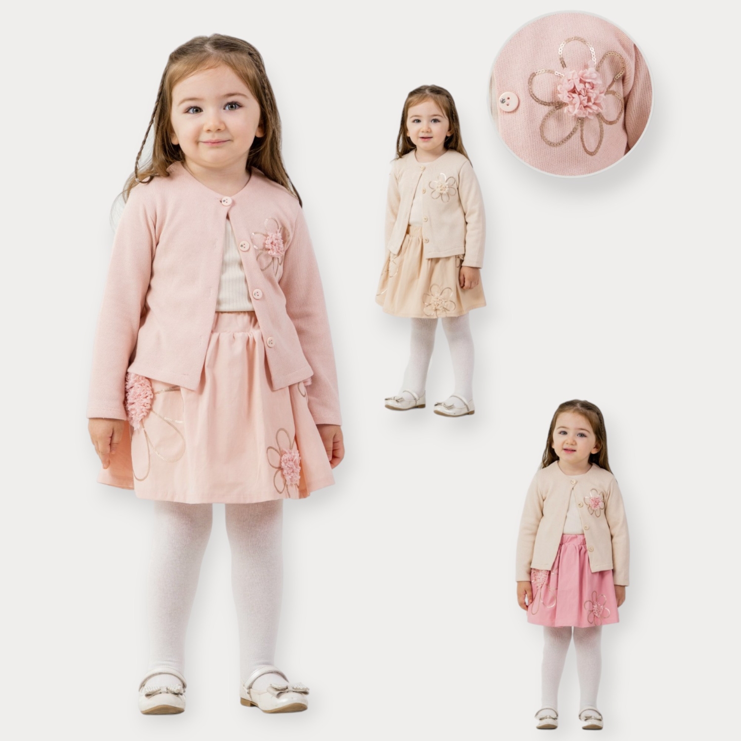 Baby Rose Lase Nakışlı Hırkalı Etekli Takım 5-8 Y.