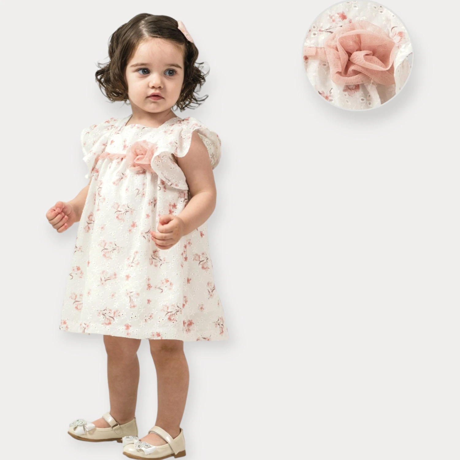 BABY ROSE BASKI BRODE BEBE ELBİSE 9-24 AY