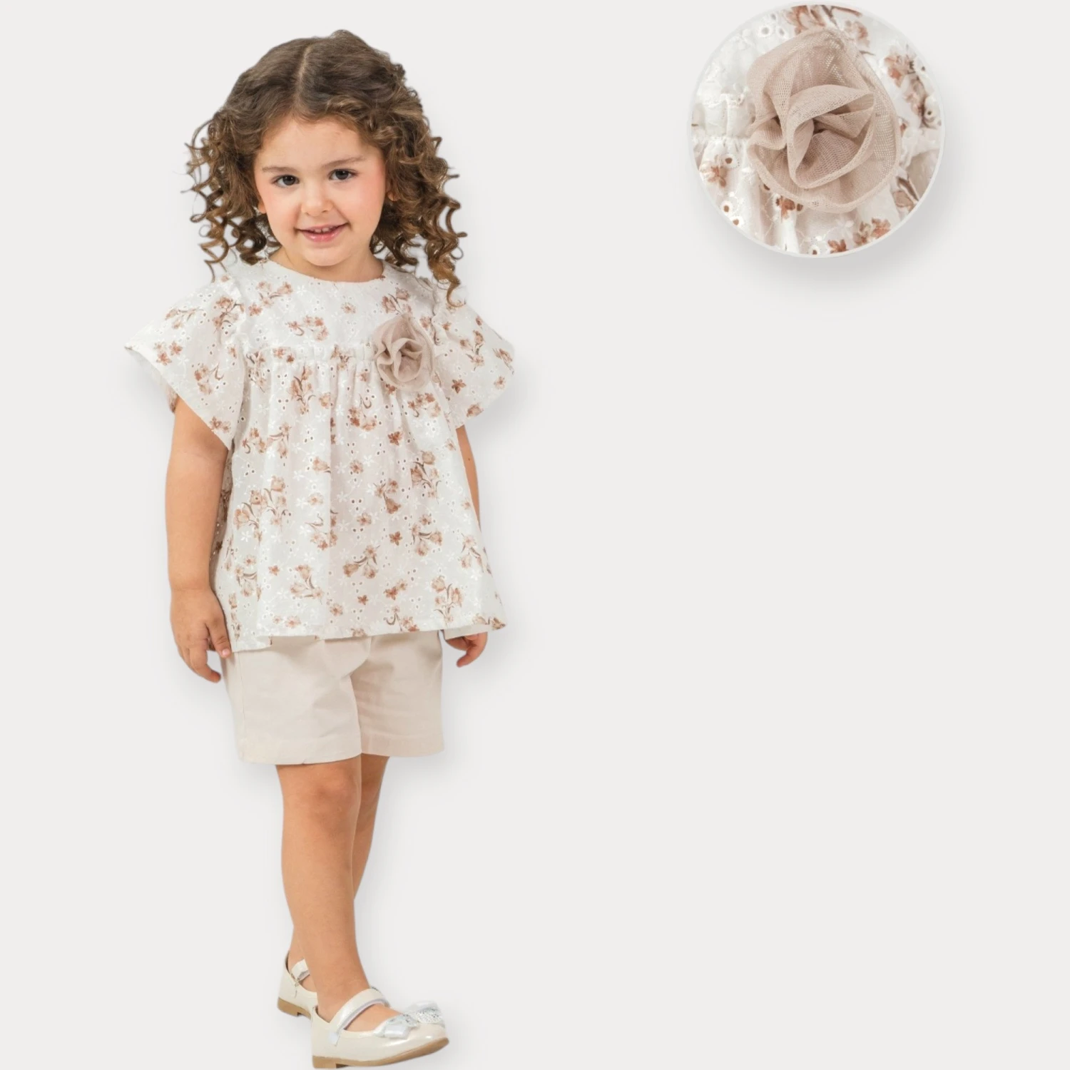 BABY ROSE BASKI BRODELİ TUNİK ŞORTLU TAKIM 1-4 Y.