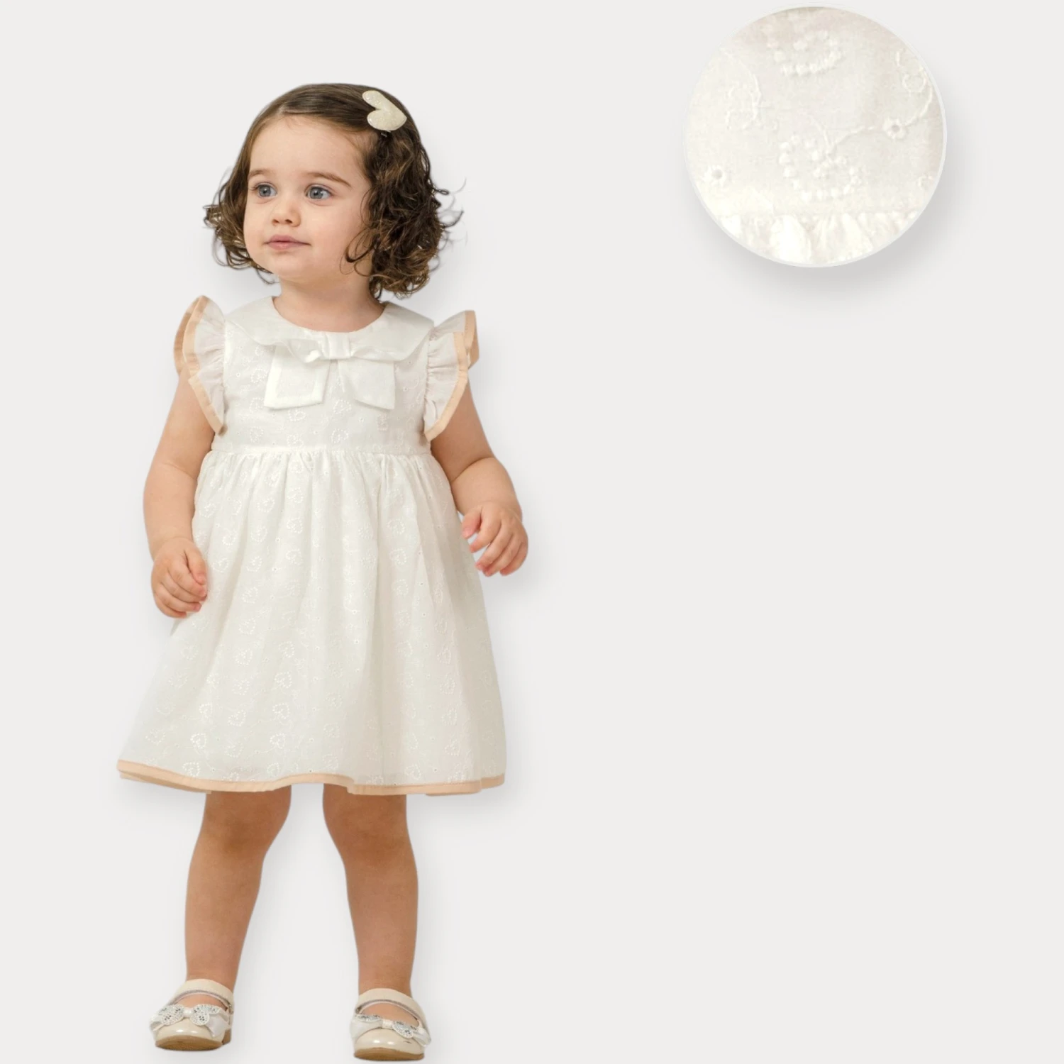 BABY ROSE KALP YAKA BRODE ELBİSE 9-24 AY