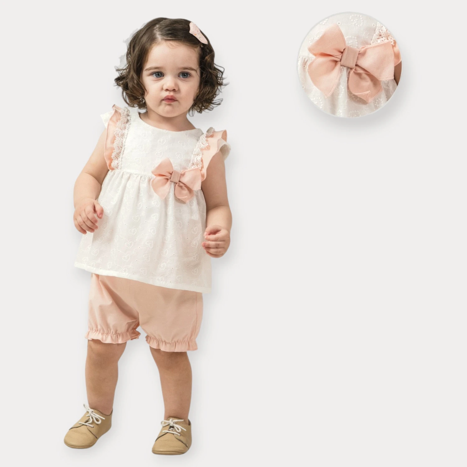 BABY ROSE KOLLARI FIRFIRLI TUNİK-ŞOTRLU KIZ TAKIM 9-24 AY
