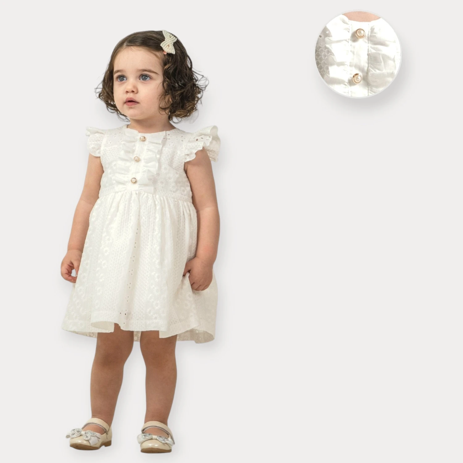 BABY ROSE ÖNÜ FIRFIRLI BRODE ELBİSE 9-24 AY