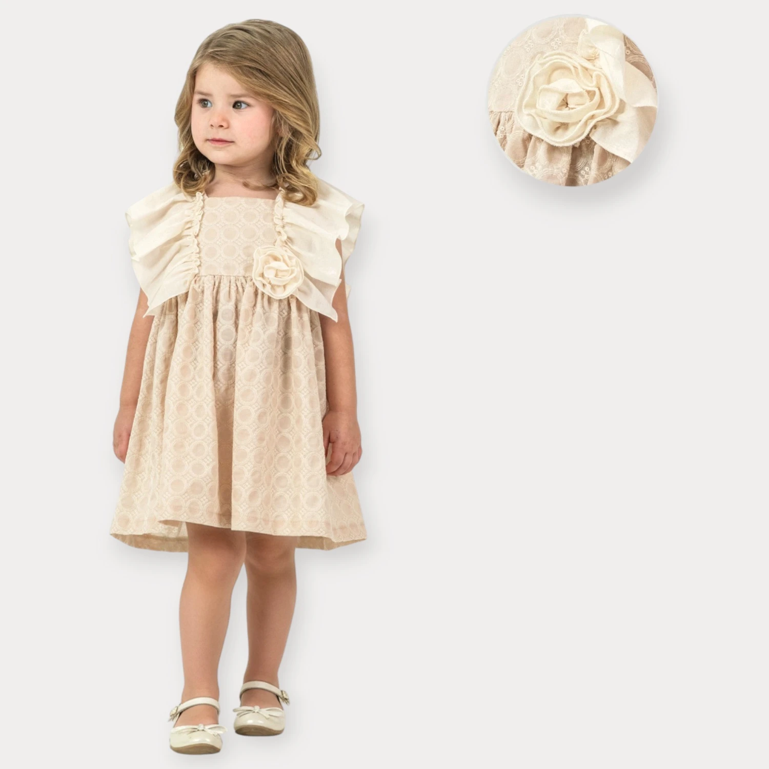 BABY ROSE PAPATYA DESENLİ VUAL ELBİSE 2-5 Y.