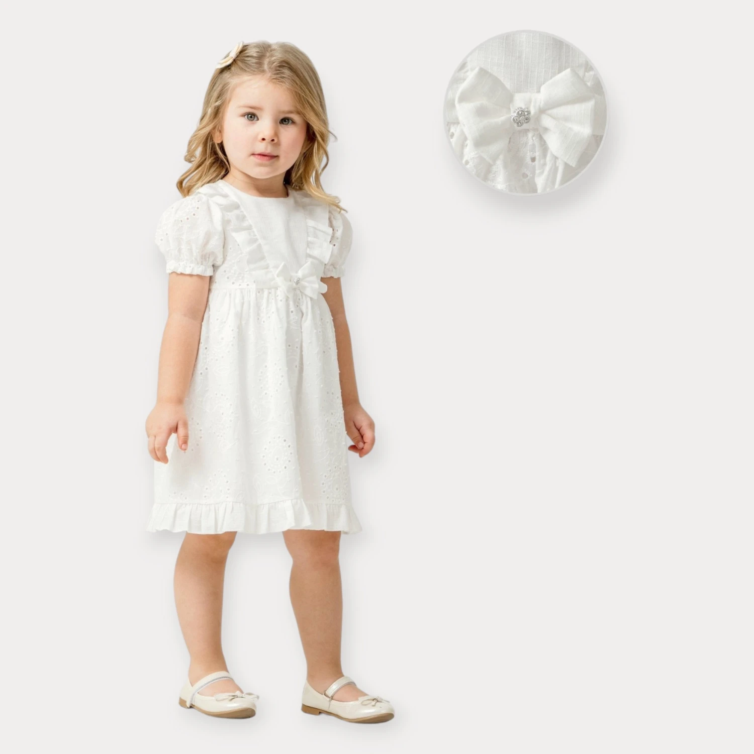 BABY ROSE PONPONLU VUAL BRODELİ ELBİSE 2-5 Y.