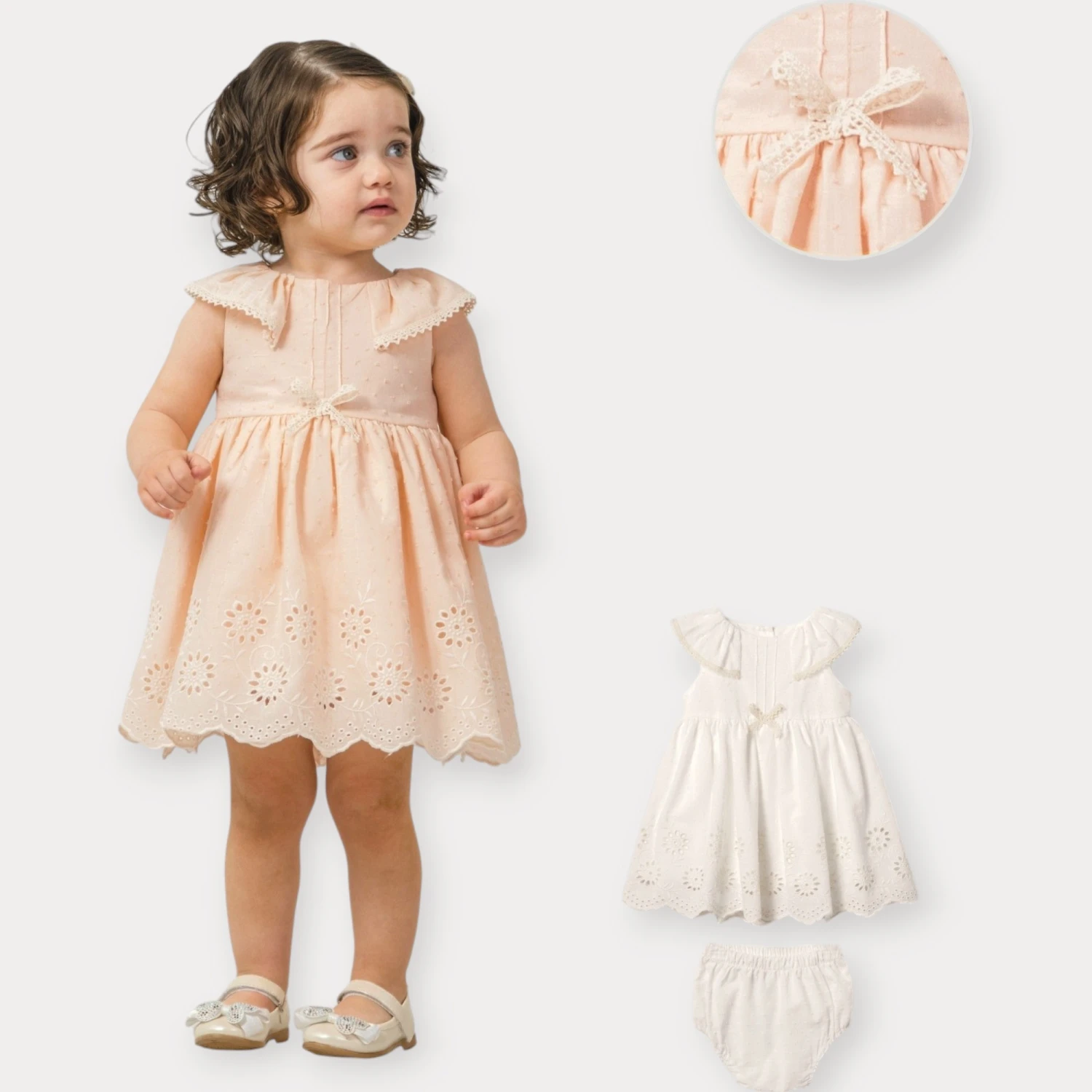 BABY ROSE PONPONLU VUAL BRODELİ ELBİSE 6-18 AY