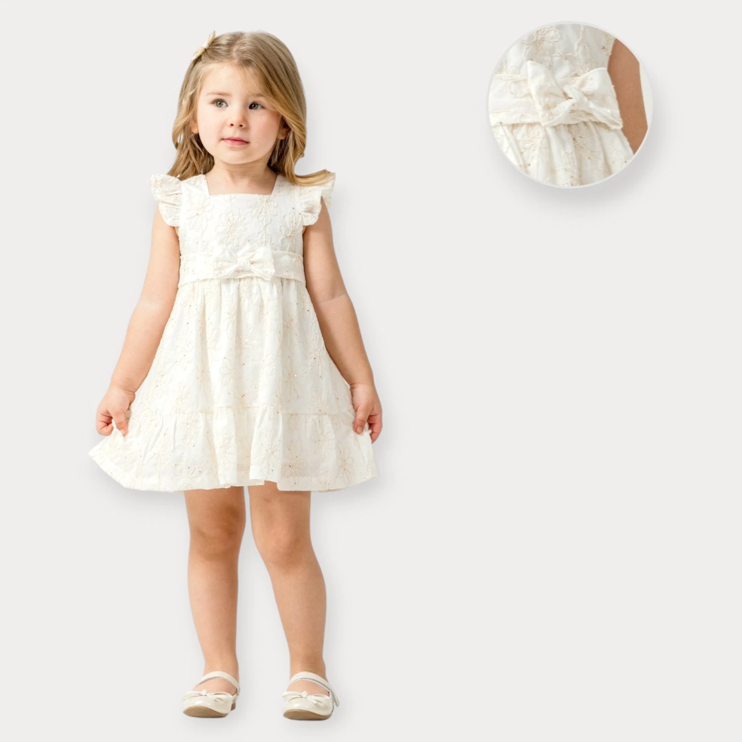 BABY ROSE PULLU NAKIŞLI FIRFIRLI ELBİSE 5-8 Y.