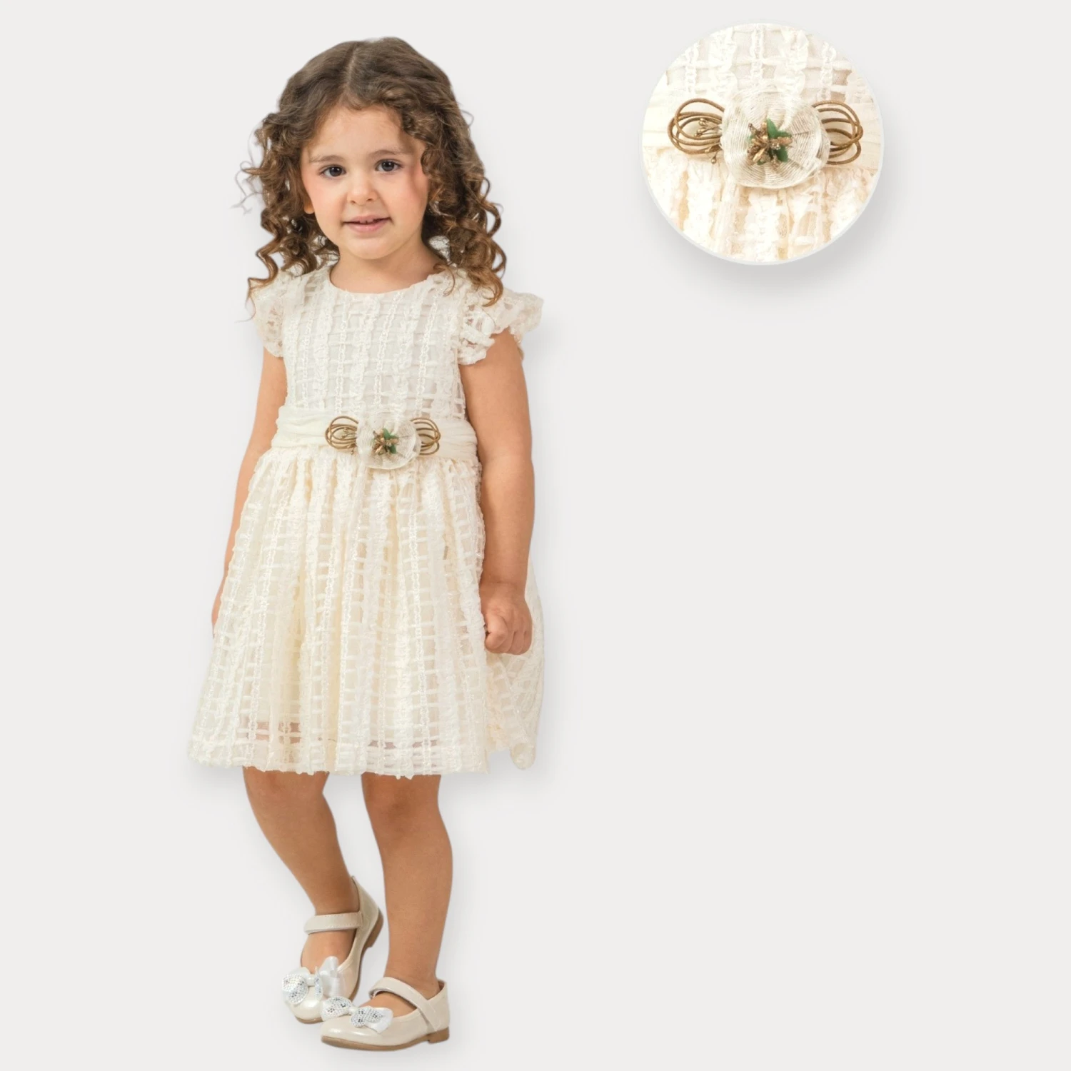 BABY ROSE SİMLİ DANTEL ABİYE ELBİSE 1-4 Y.