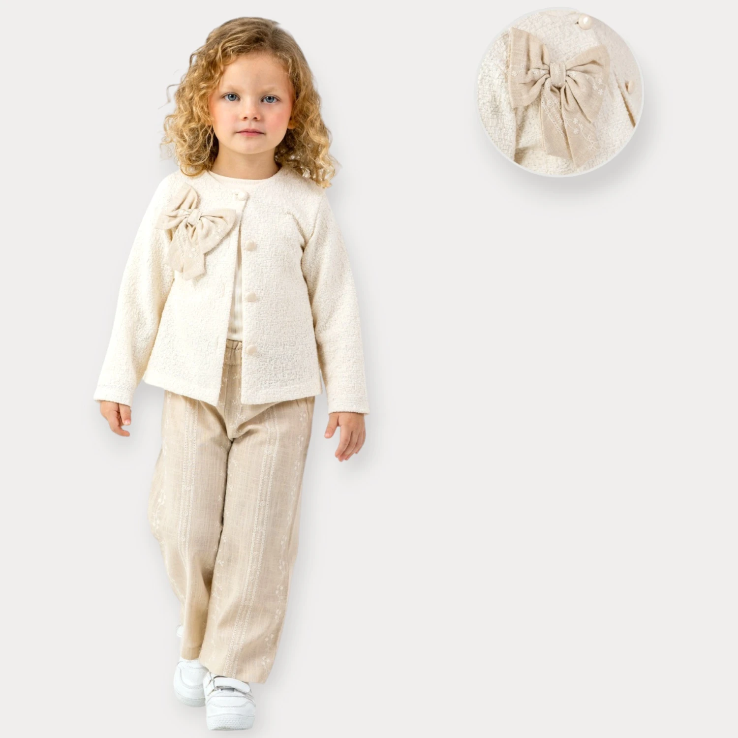 BABY ROSE TRİKO HIRKALI KETEN PANTOLONLU TAKIM 1-4 Y.