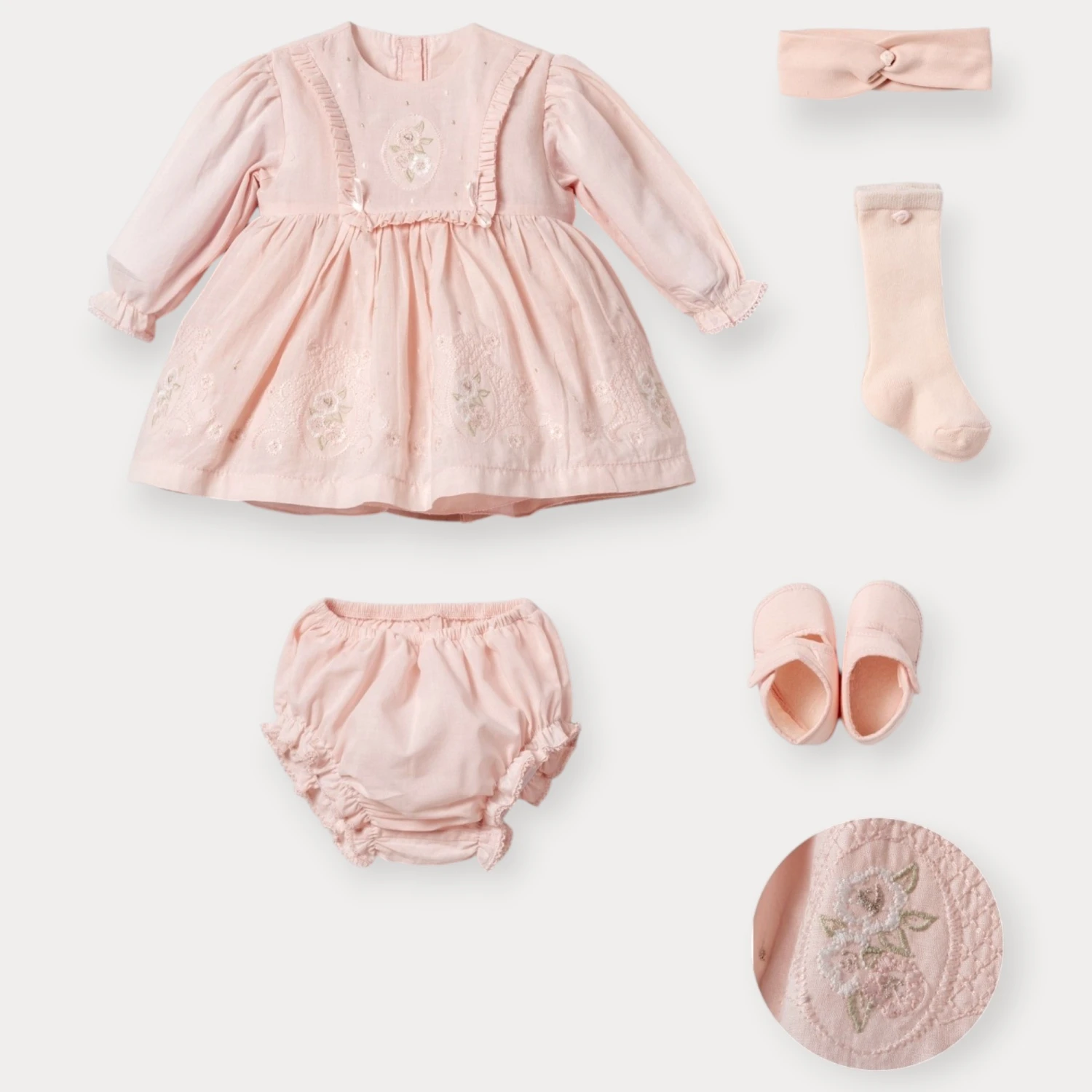 MOON STAR ÇİÇEK NAKIŞLI KIZ SET 3-6 AY (KUTULU)