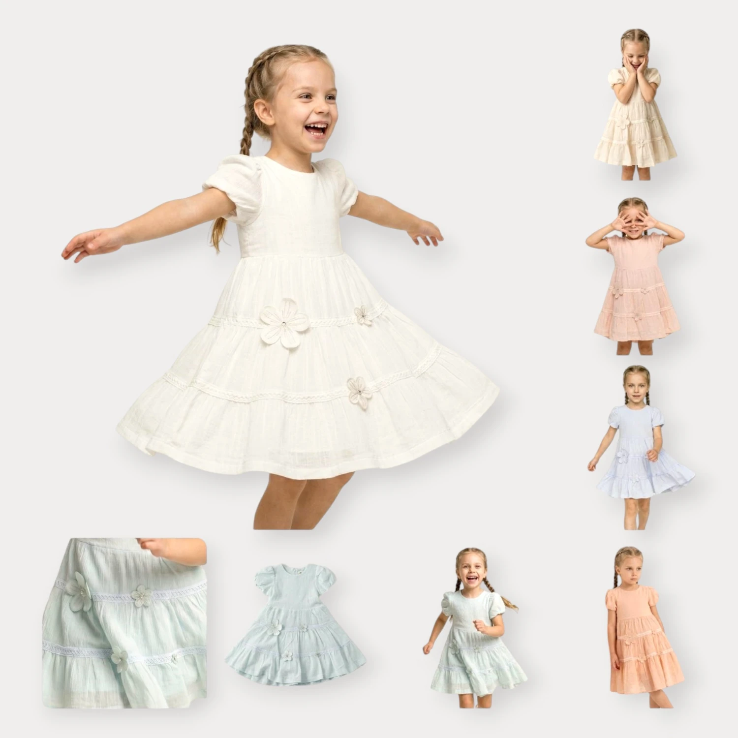 MOON STAR MOBİL PAPATYA NAKIŞLI ELBİSE 6-9 Y.