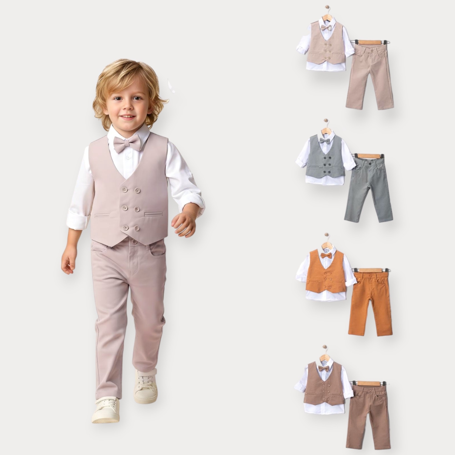 İstasyon Papyonlu Yelekli Üçlü Erkek Takım 2-5 Y.