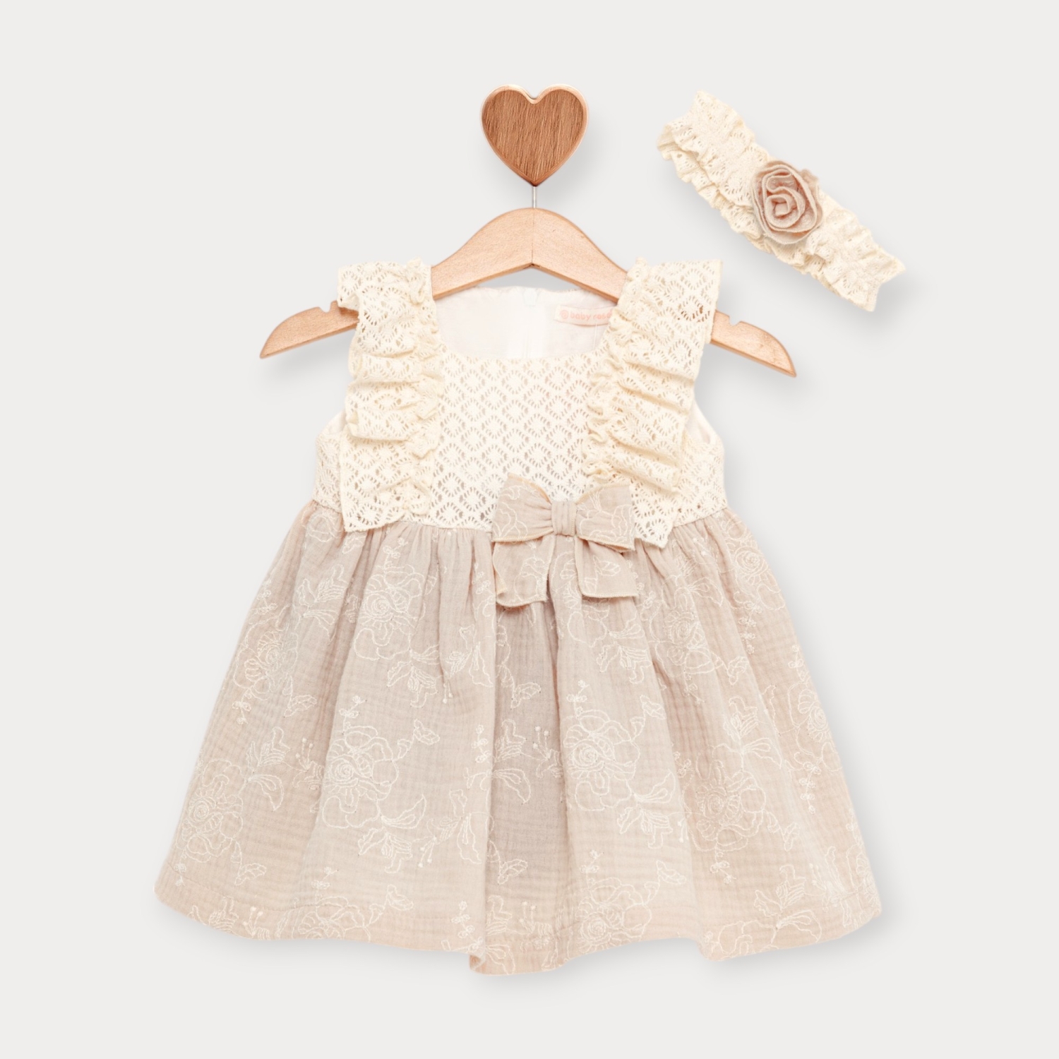 Baby Rose Müslin Brodeli Bebe Elbise 6-18 Ay