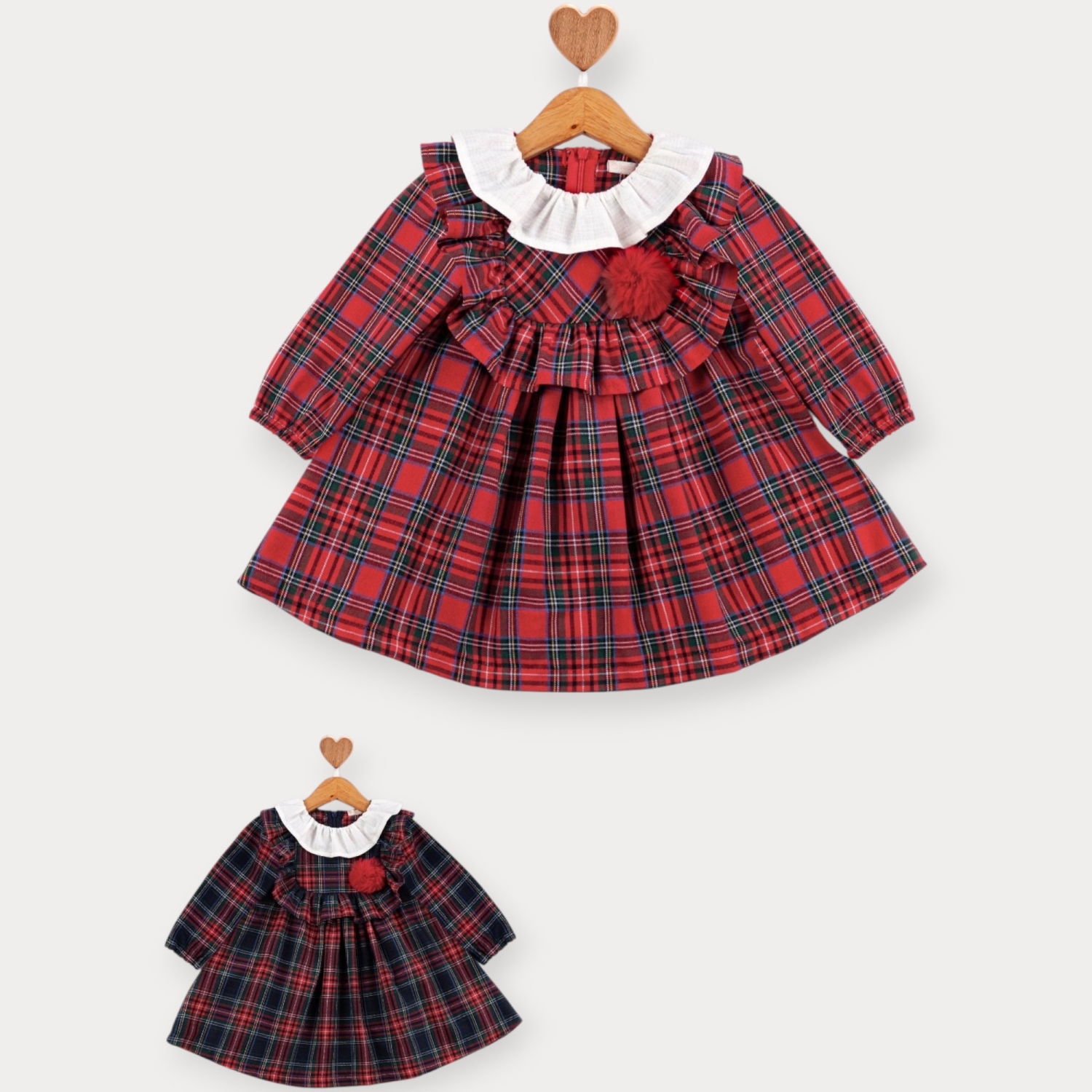 Baby Rose Ponponlu İskoç Elbise 9-24 Ay