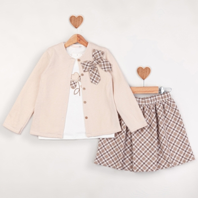 Baby Rose Yakası Fiyonklu Triko Hırka Etekli Takım 5-8 Y.