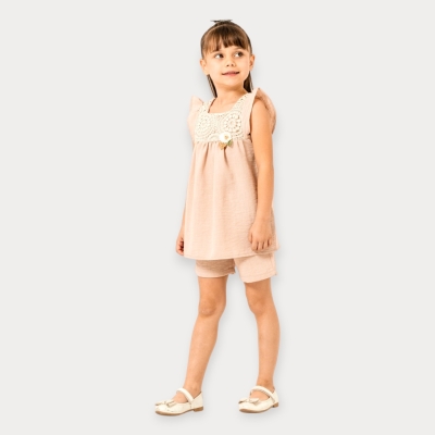 İstasyon Robası Dantelli Müslin Tunikli Kız Takım 2-5 Y.