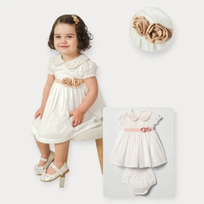 BABY ROSE BEBE YAKALI POPLİN ELBİSE 6-18 AY