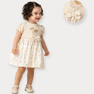 BABY ROSE ÇİÇEK DESENLİ BEBE ELBİSE 9-24 AY