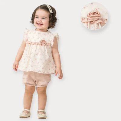 BABY ROSE ÇİÇEK DESENLİ ŞORTLU TAKIM 9-24 AY