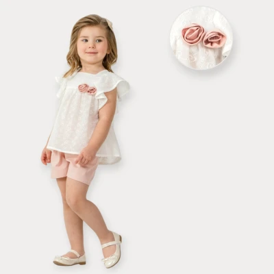 BABY ROSE KALP NAKIŞLI BRODE ŞORTLU TAKIM 2-5 Y.