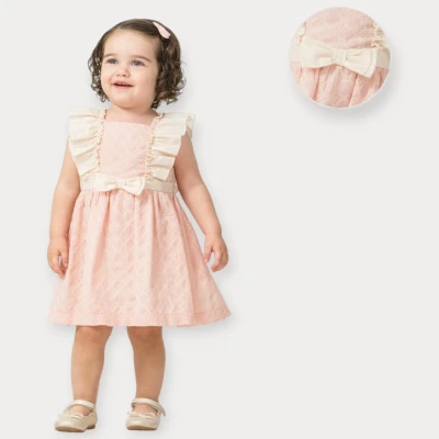 BABY ROSE PAPATYA DESENLİ VUAL BEBE ELBİSE 9-24 AY