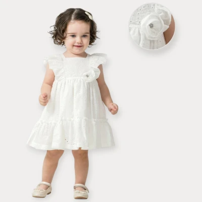 BABY ROSE PONPONLU VUAL BRODE ELBİSE 9-24 AY