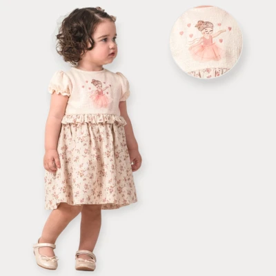 BABY ROSE ROBASI NAKIŞLI ELBİSE 9-24 AY