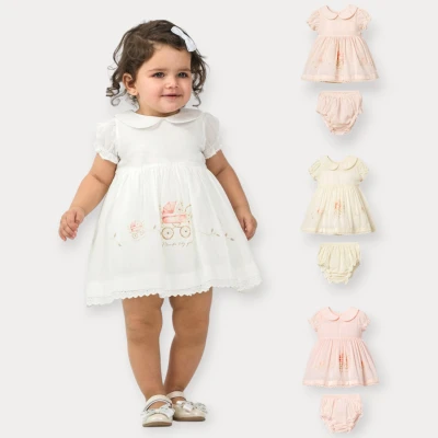 MOON STAR DONLU, ÇİÇEK NAKIŞLI VUAL ELBİSE 9-24 AY