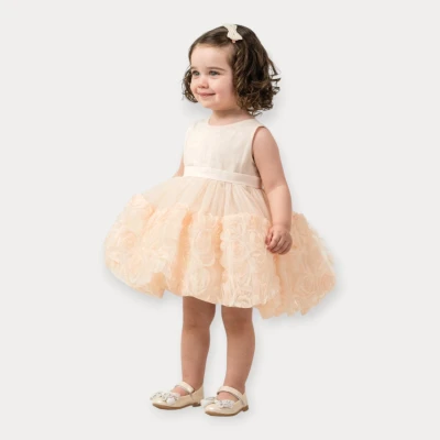 MOON STAR GÜL DESENLİ TÜLLÜ ELBİSE 2-5 Y.